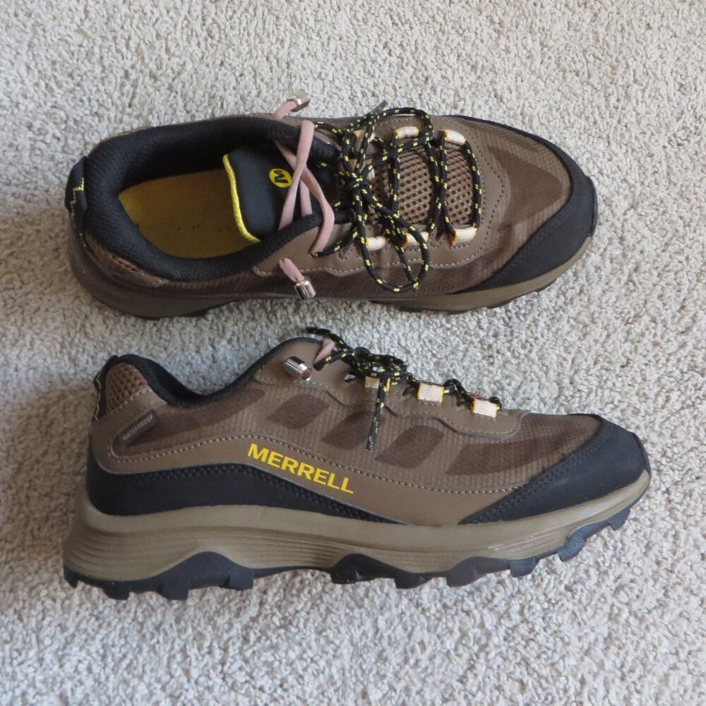 Merrell Big Grils/Unisex Moab Speed Low Waterproof Hiking Shoes Size 7 Brown